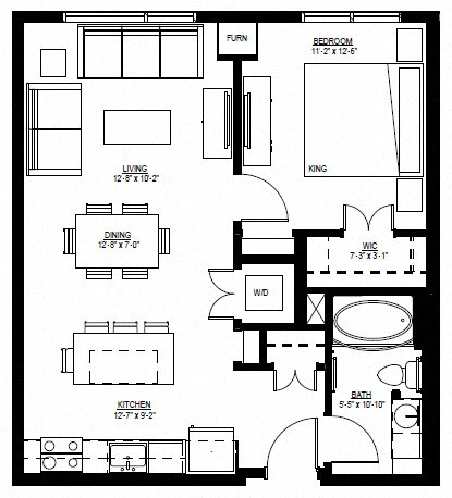 1500 Nicollet_1 Bedroom Floor Plan  at 1500 Nicollet, Minneapolis, Minnesota